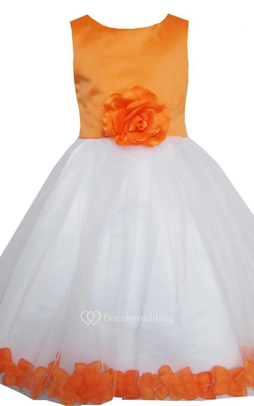 Vestido sin mangas de corte A con pétalos y lazo view 5