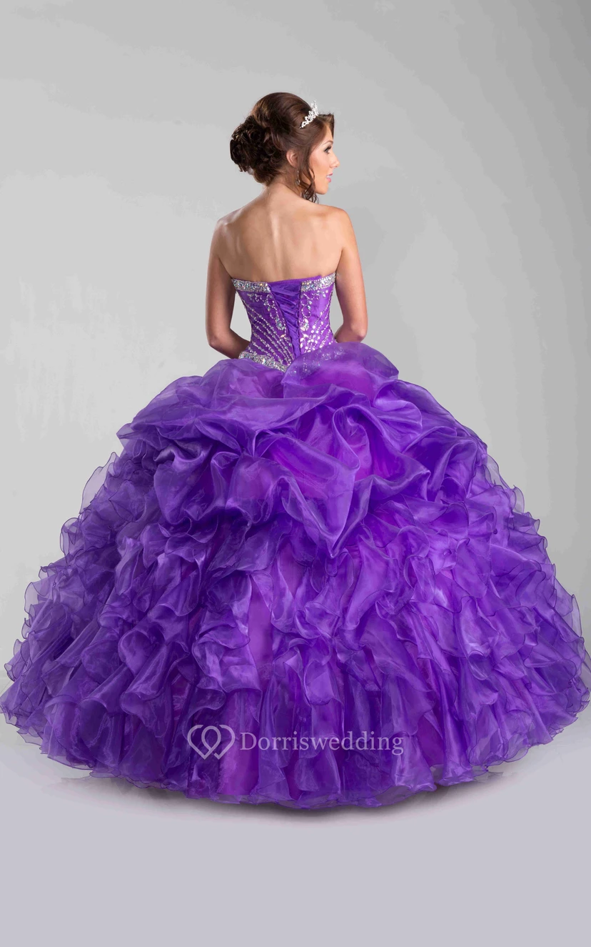 Crystal Detailed Corset Ball Gown With Lace-Up Back view 3