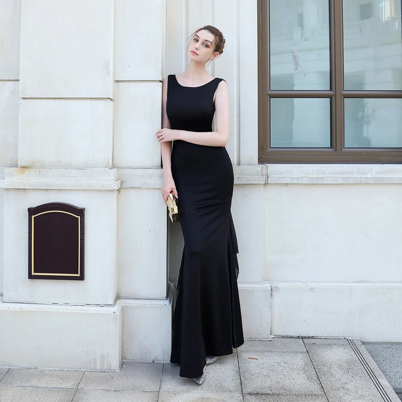 Abendkleid für die Braut, lang, ärmellos, rot, mit schmalem Meerjungfrauenschnitt, geeignet für Dankesbankette, Hochzeitsfeiern, Auto-Modelltreffen und Ausstellungen view 38