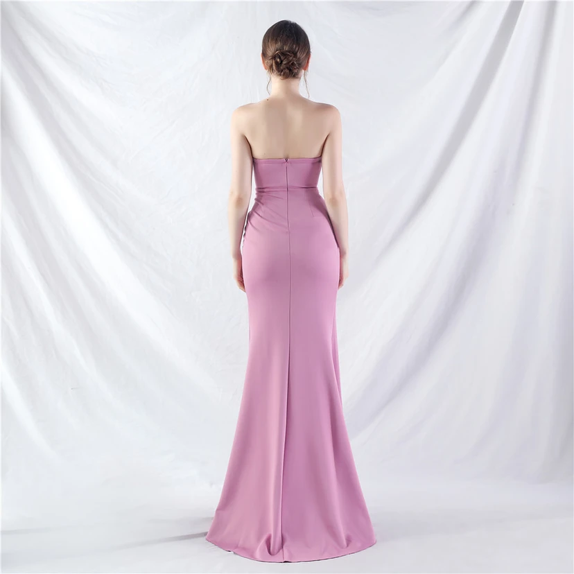 Vestido de noche de alta gama con cintura de espiga, elaborado con cuentas y forma elaborada. view 33