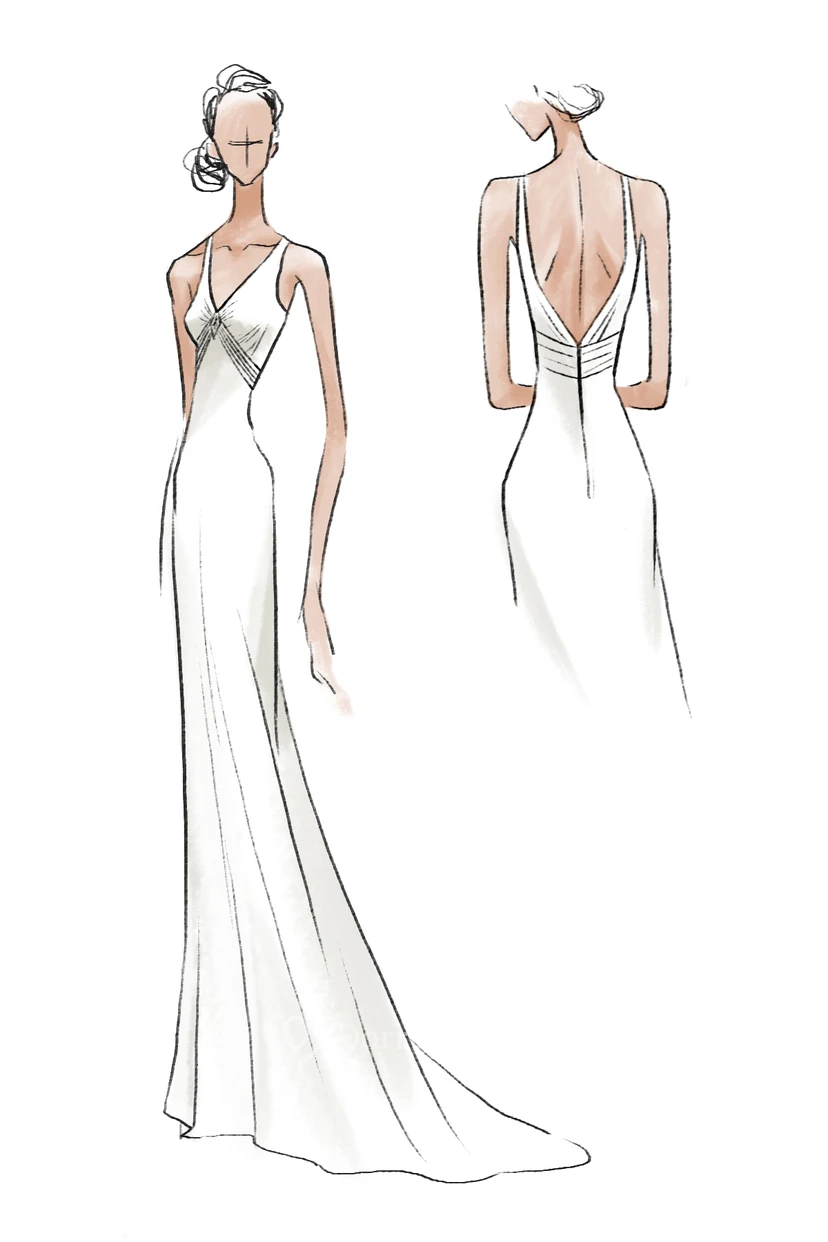Empire-Brautkleider aus Chiffon mit V-Ausschnitt, Schleppe und ärmellosem Schnitt für Bräute view 3