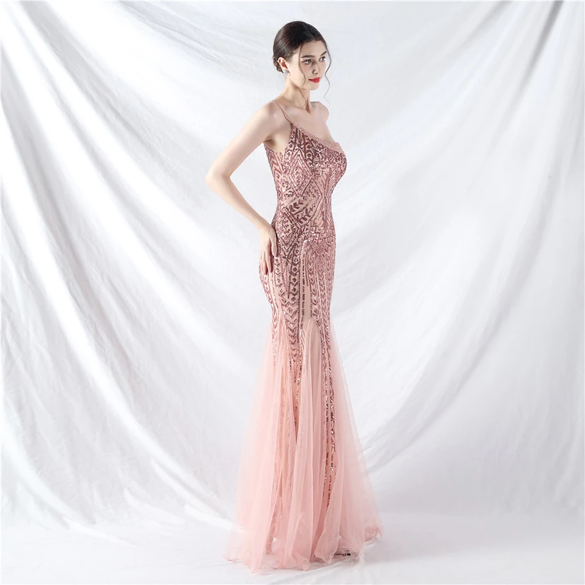 Crafted Beaded Positioning Flower Beads Splicing Mesh Gauze High-End Evening Dress view 63