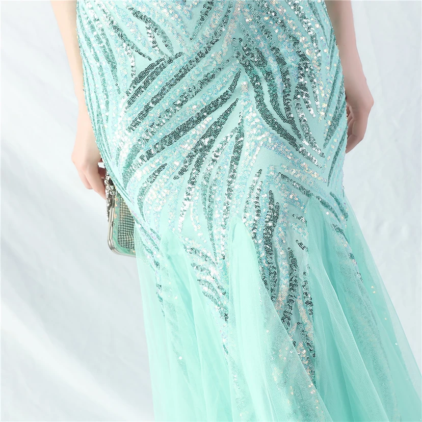 Layered Beads Spliced ​​Mesh High-End Evening Dress view 10