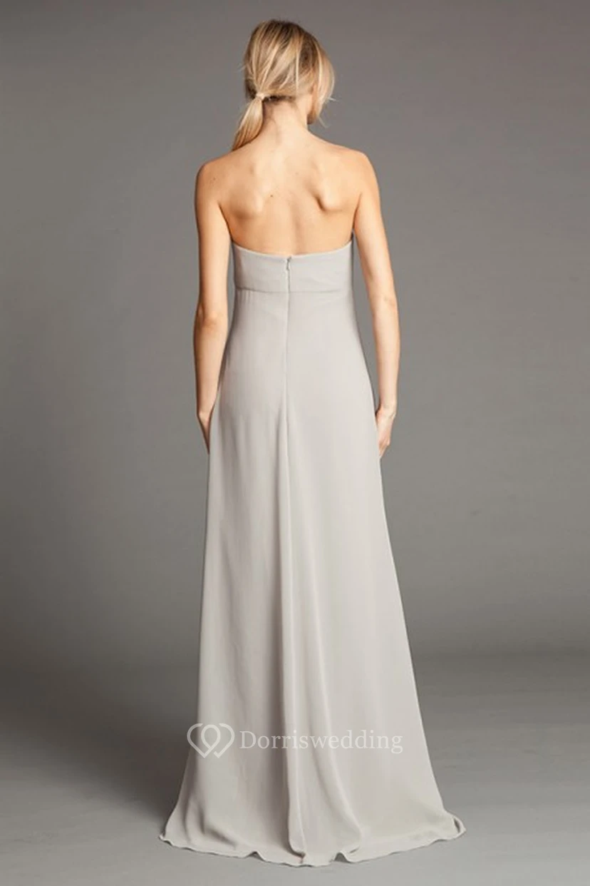 A-Line Sweetheart Sleeveless Draped Empire Floor-Length Chiffon Bridesmaid Dress view 2