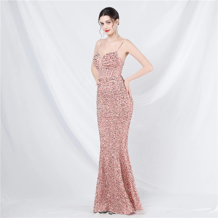 Vestido de noche pesado, estilo palacio, chaleco con diseño de espina de pescado, cintura con bordado de diamantes, flores, hombros descubiertos y tirantes. Vestido de alta gama. view 11