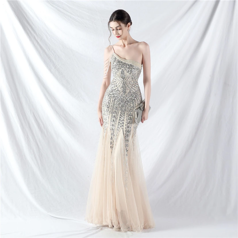 Robe de soirée haut de gamme ornée de perles de positionnement, de fleurs et de broderies en tulle. view 26