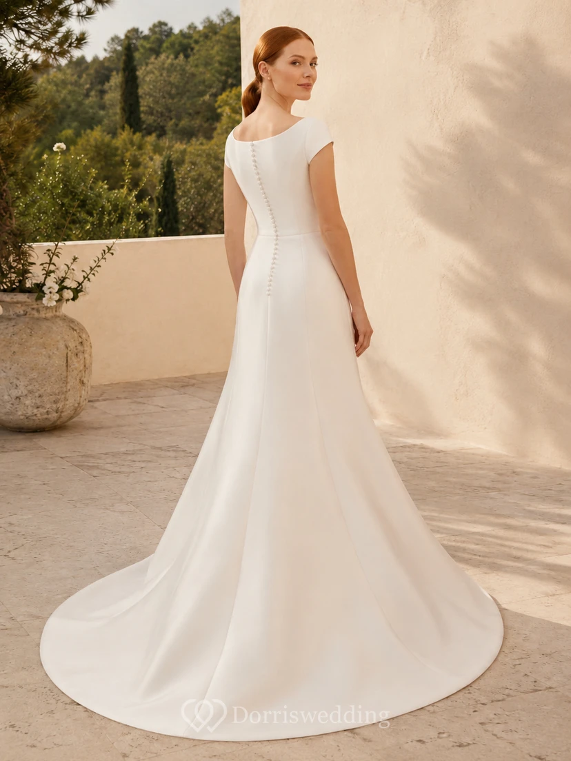 Chiffon Wedding Dress A-Line V-Neck Sleeveless Floor Length Bridal Gown view 2