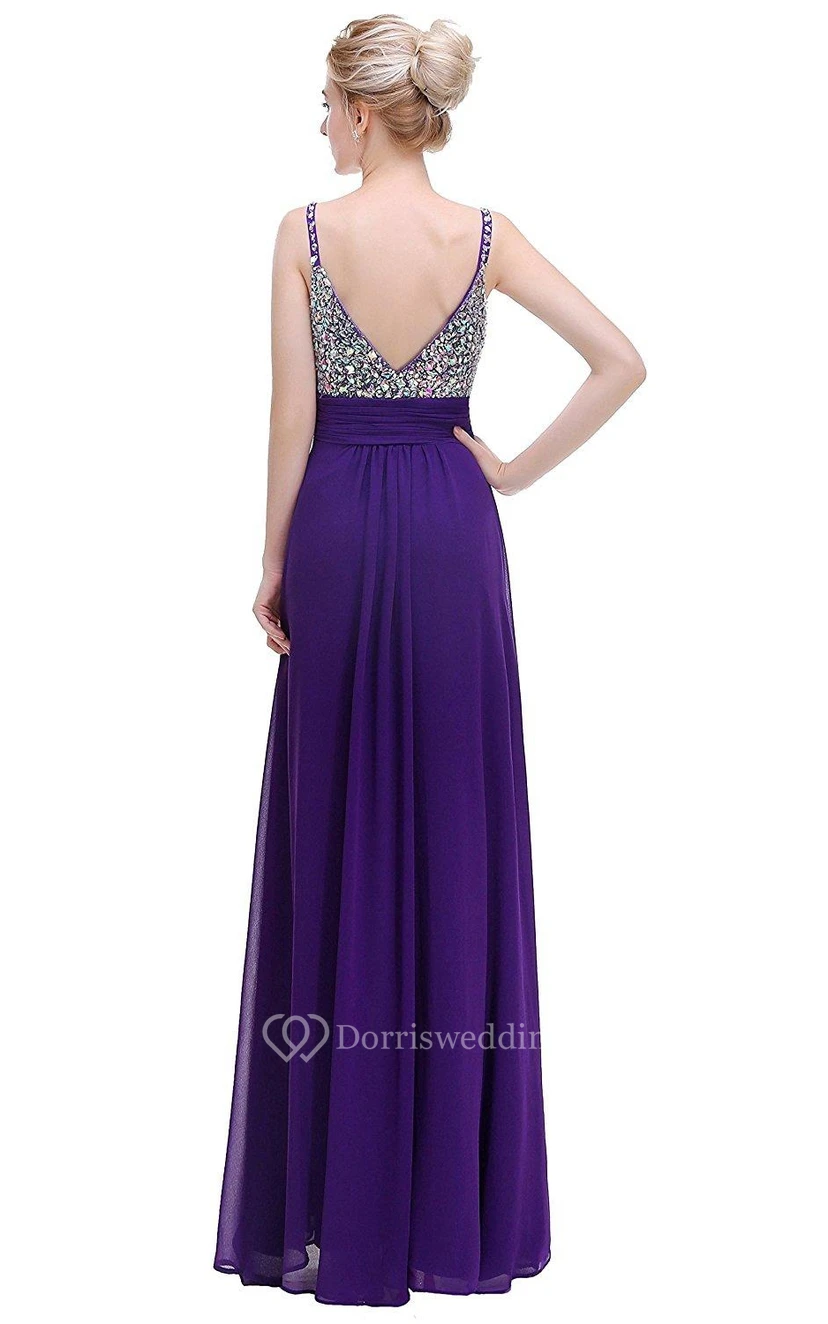 Sleeveless A-line Floor-length Dress with Sequins  view 2