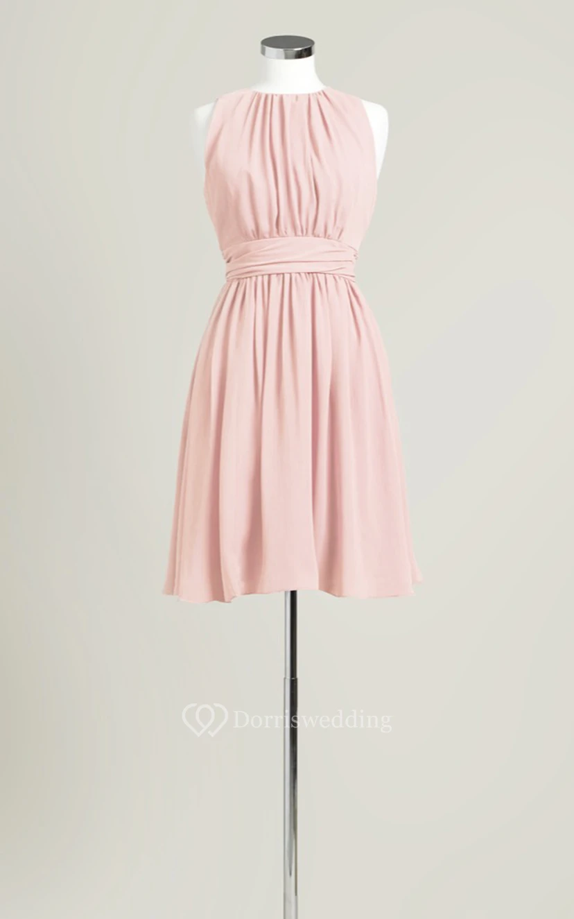 Sleeveless A-Line Short Dress With Jewel Neck view 7