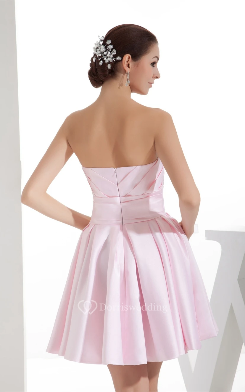 Blushing Mini Short Sleeveless Dress With Pleats view 6