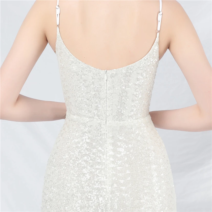 Hochwertiges, schillerndes Pailletten-Abendkleid mit Trägern view 63