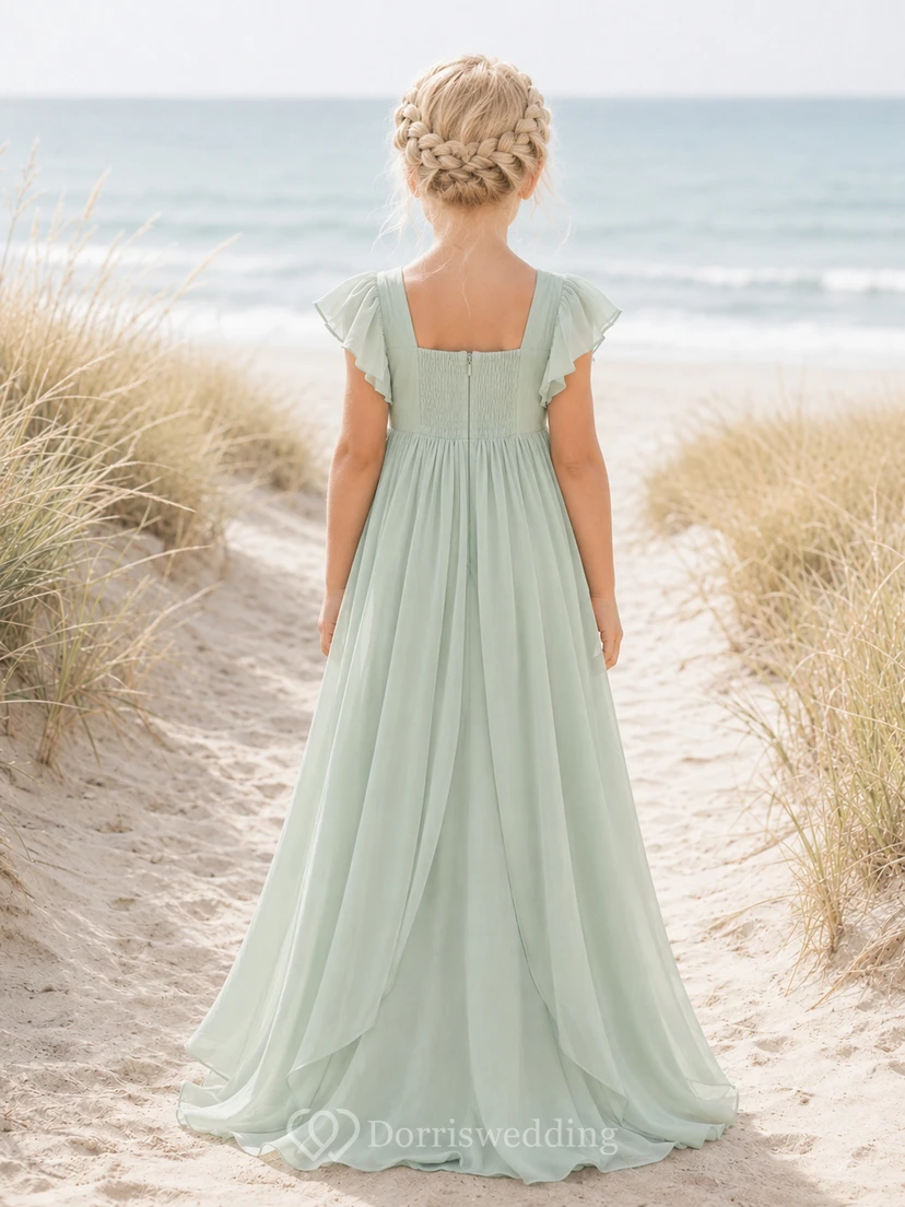 Strandkleid aus Chiffon mit flatternden Ärmeln für Blumenmädchen view 2