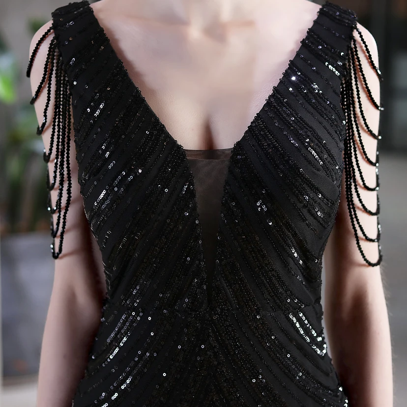 Paillettenbesetztes Meerjungfrauenkleid für Auftritte, Internet-Promi-Events, Bankette, Automodelle, Etikette, Abendkleid view 23