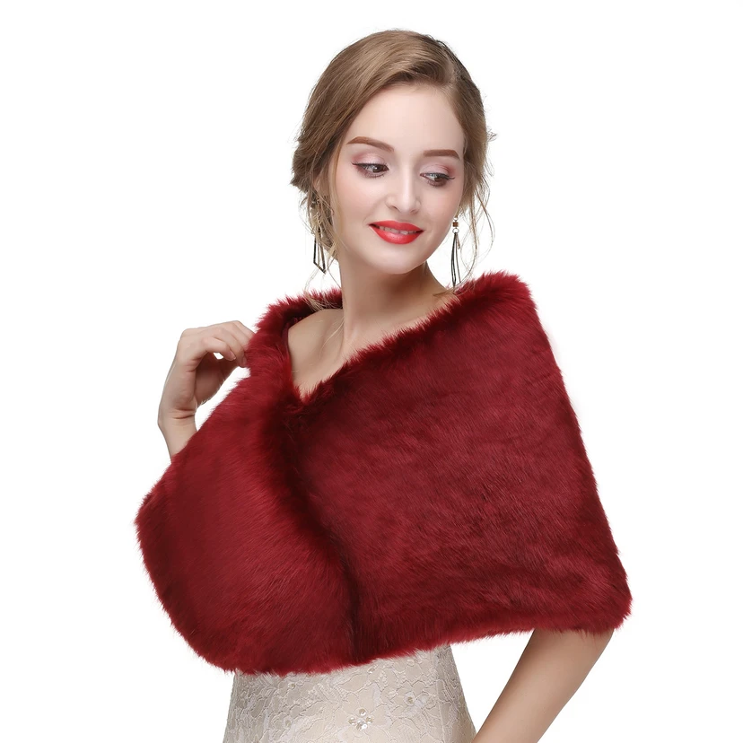 Bridal Winter Warm Wool Cape High-End Fur Wedding Dress Fox Fur Waistcoat view 12