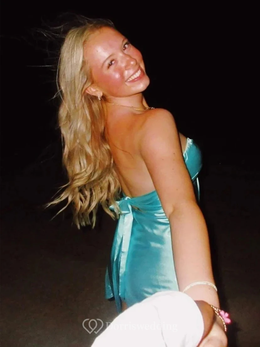 Mint Green Strapless Twist Front Dress view 2