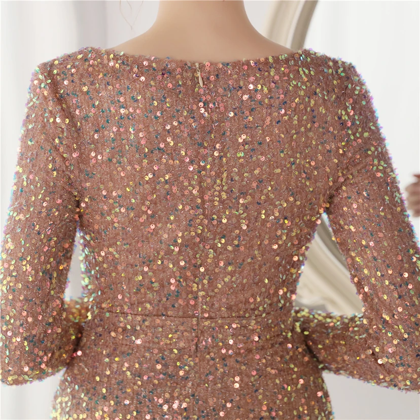 Elegantes, langes Paillettenkleid mit langen Ärmeln und Meerjungfrauenschnitt – ein Abendkleid im Aura-Queen-Stil für festliche Anlässe. view 49