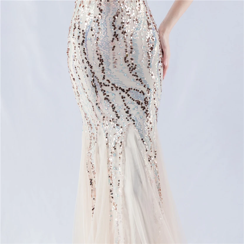 Craft Beading Mesh Sequins Evening Dress Annual Meeting Performance Host view 18