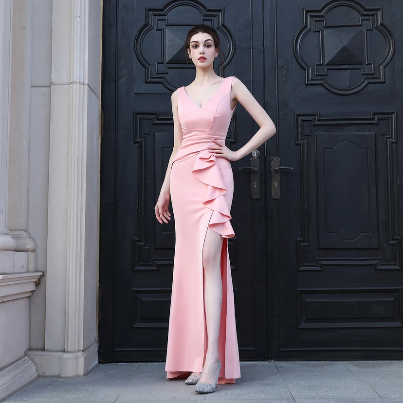 Toast Dress Bride Long Sleeveless Red Thank You Banquet Slim Fishtail Skirt Wedding Car Model Exhibition Dress view 39