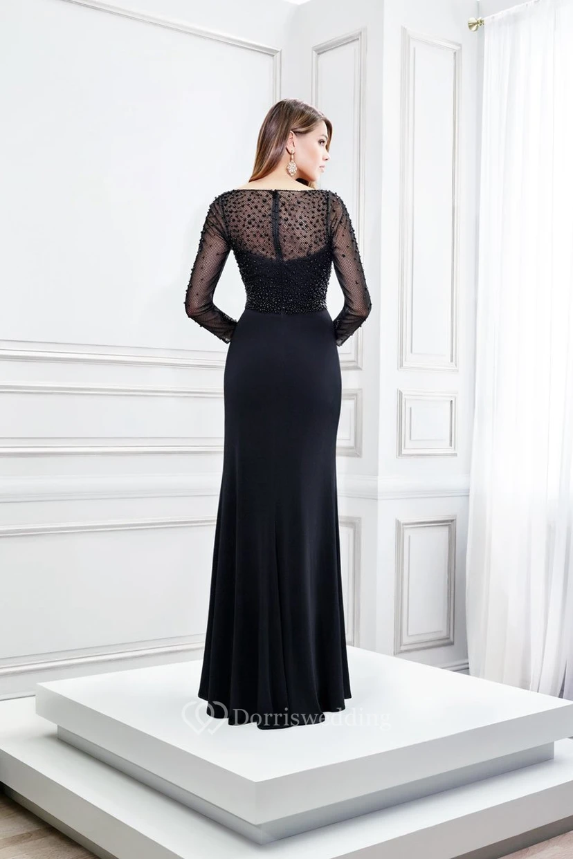 Beaded Bateau Neck Sleeveless Chiffon Prom Dress view 2