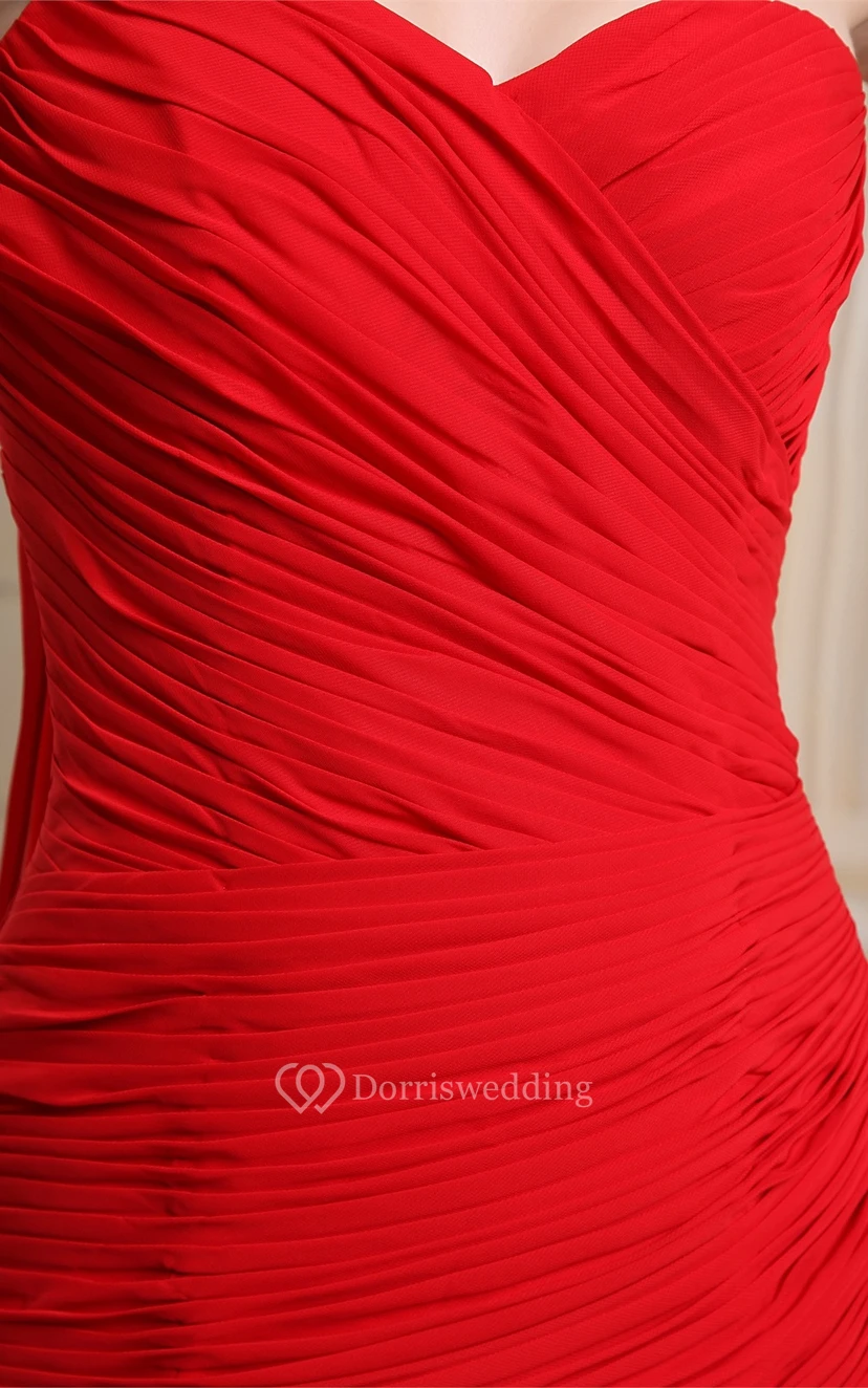 Sweetheart Chiffon Floor-Length Ruched Cascading Ruffles and Dress With Single Strap view 8