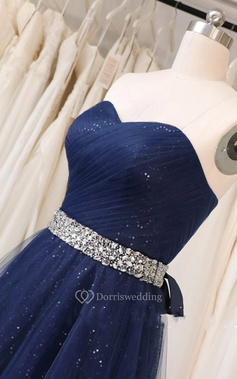 Ball Gown Princess Formal Dress with Corset Back and Sash view 3