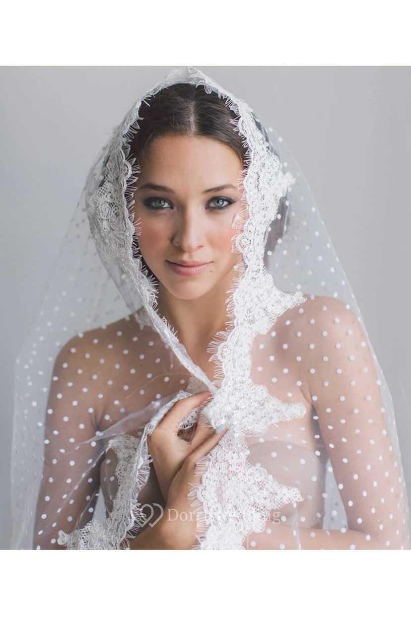 New Korean Style Flocking Dot Lace Applique Veil view 2