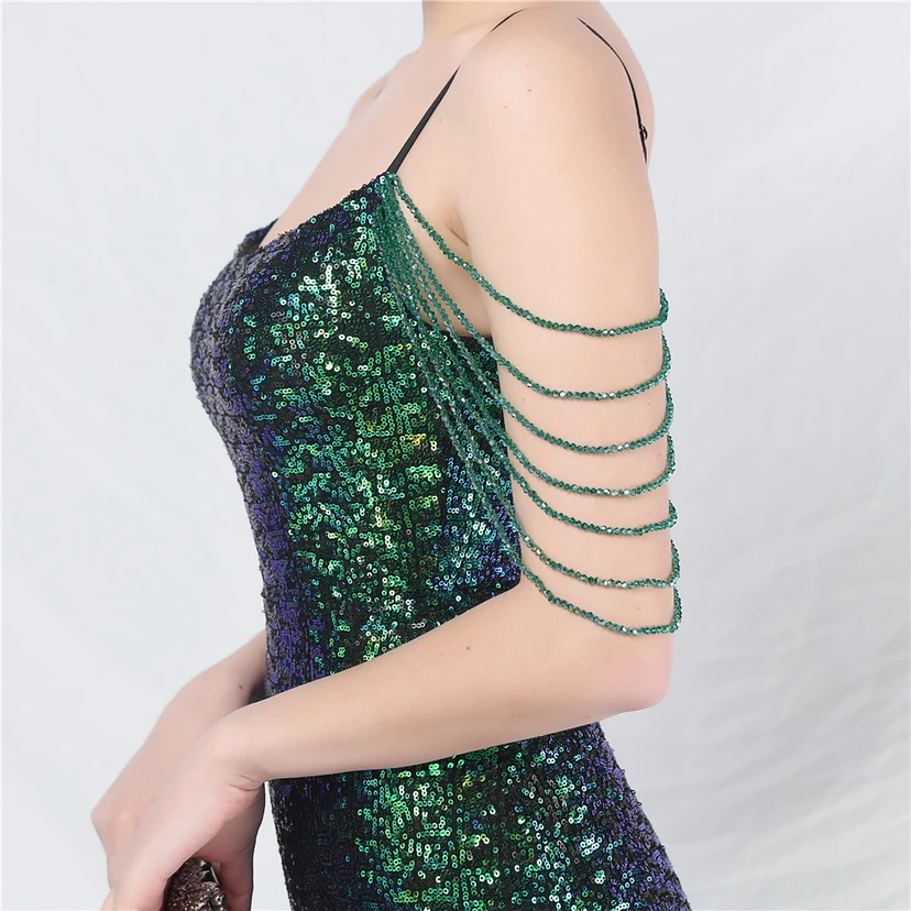 Robe de soirée longue à sequins et perles fantaisie view 44