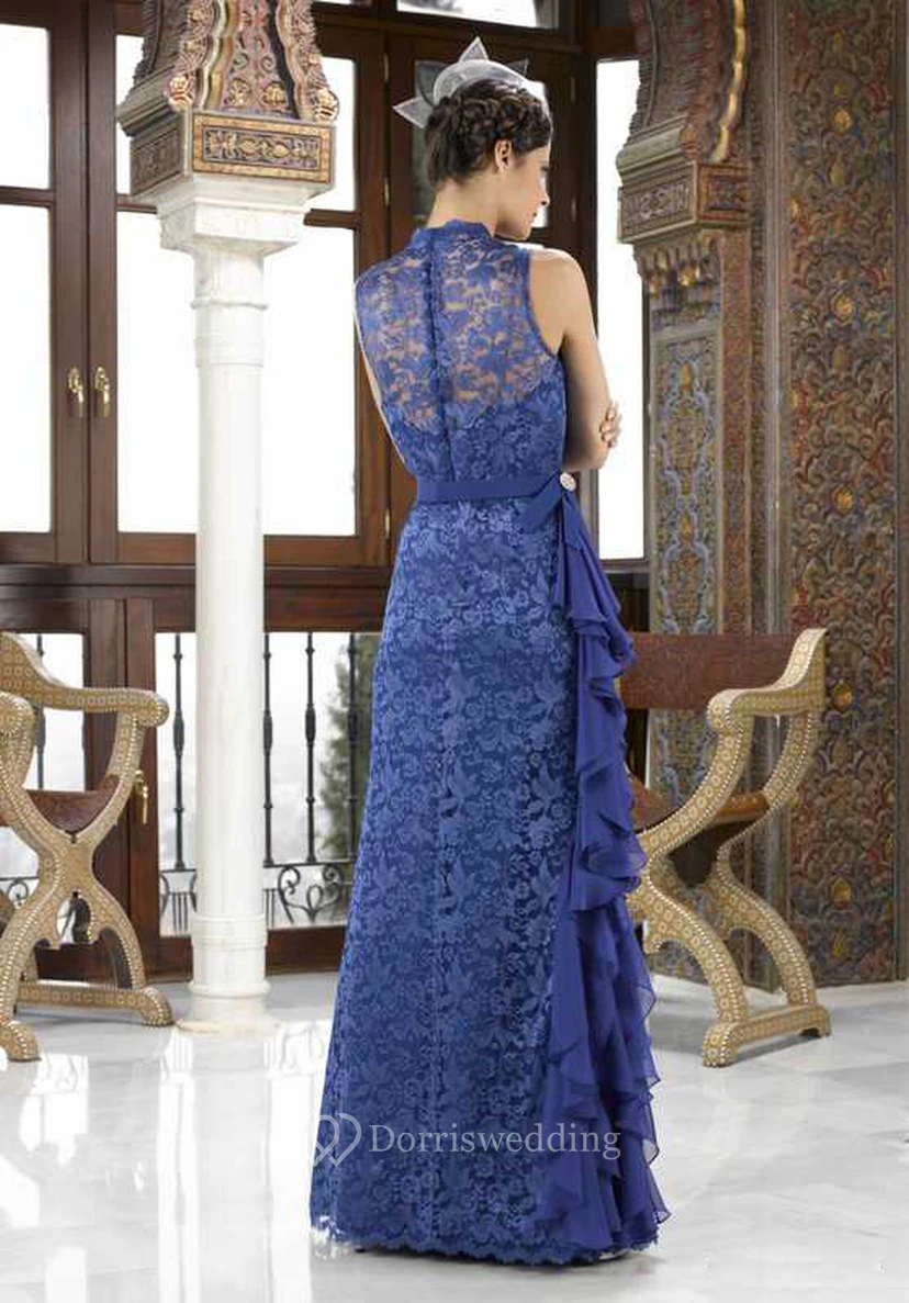 Short Sleeve Appliqued V-Neck Lace Mother Of The Bride Dress view 2