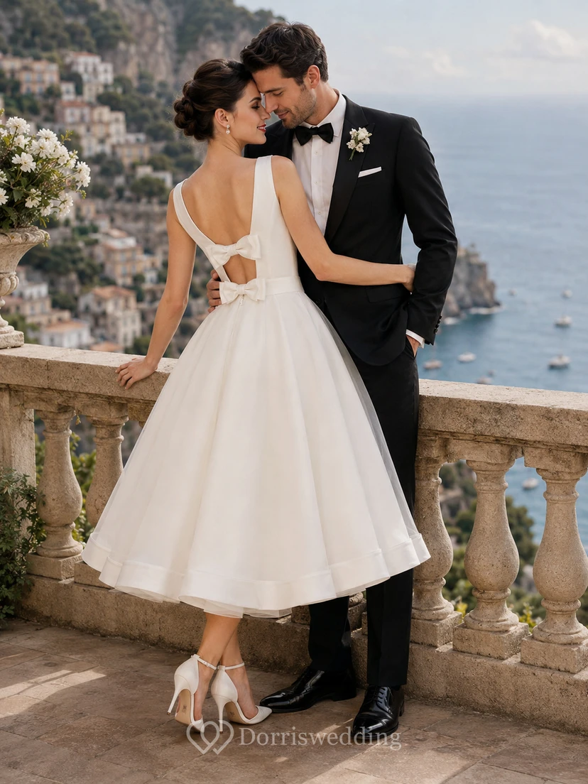 Mini Off-The-Shoulder One-Shoulder Straps Bat Bow Beading Backless Zipper Lace-Up Back Low-V Back Straps Chiffon Tulle Lace Sequins Satin Dress view 2