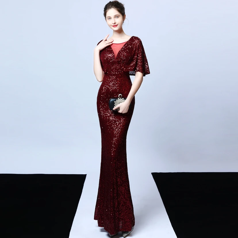 Elegantes Abendkleid mit Polyestergarn, Quasten, Pailletten und Fischschwanzsaum für Damen im Herbst view 30
