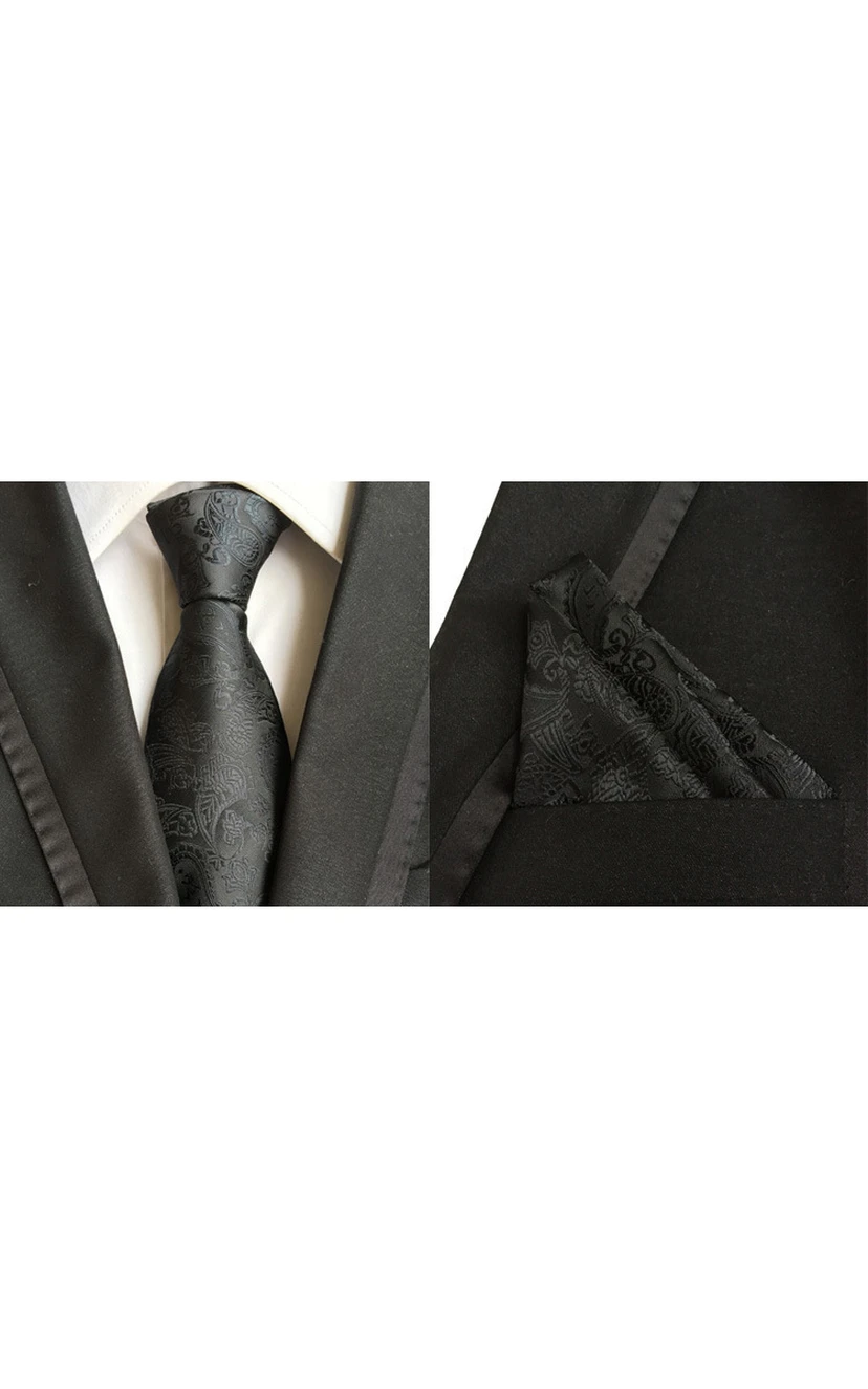 Satin Wide Tie and Pocket Square Combo-11 Color Options view 8