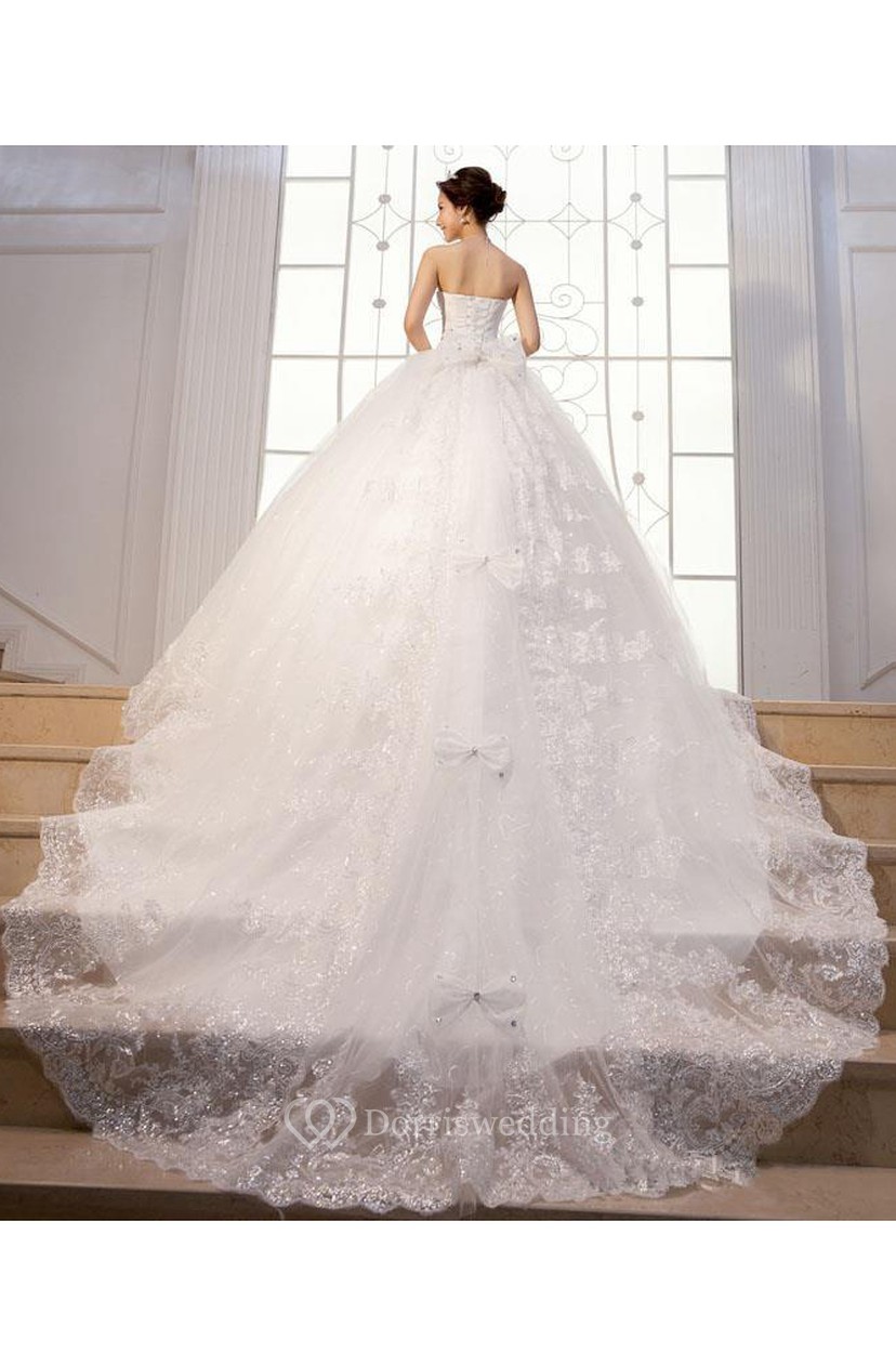 Gorgeous Strapless Beadings Crystal Wedding Dresses 2018 Lace Up