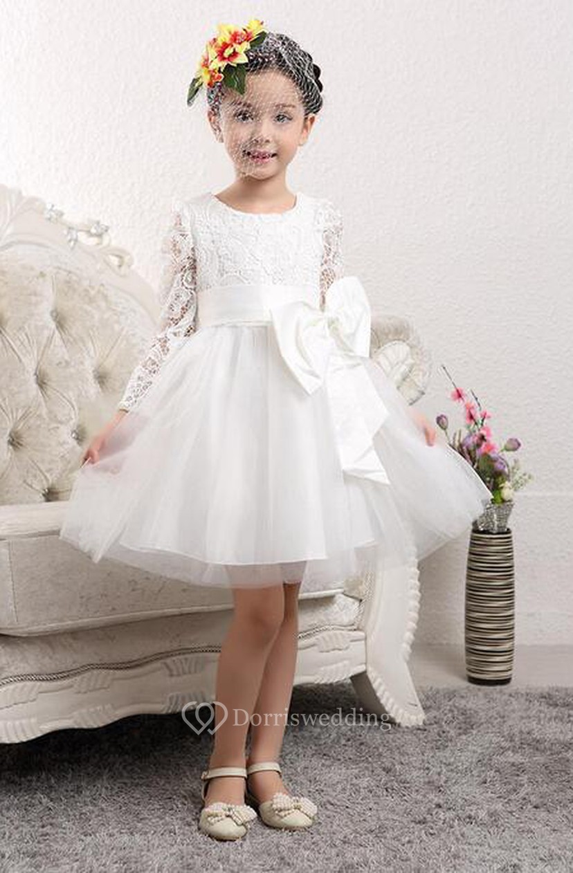 long sleeve lace flower girl dress