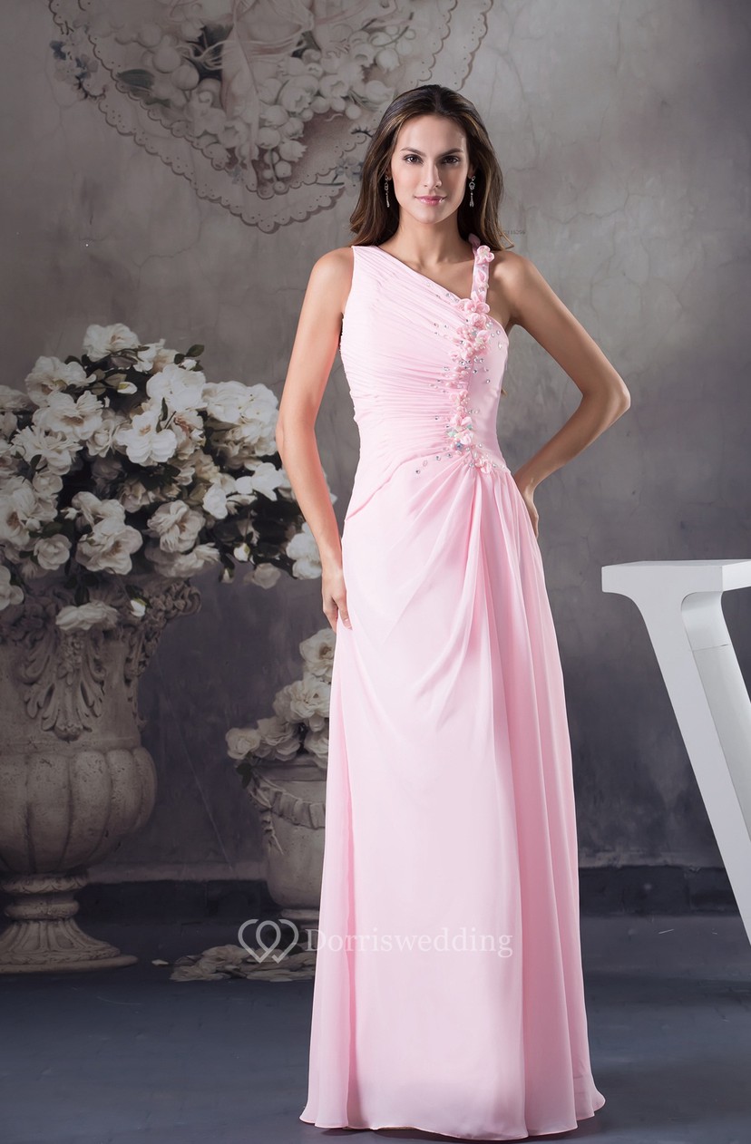 Pastel Ruched Floor Length Chiffon Sleeveless Stress And Dress