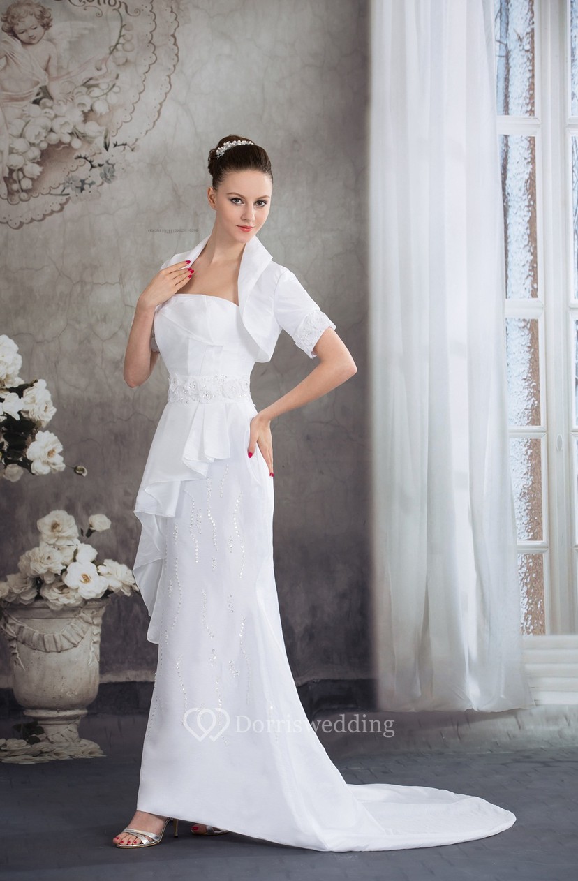 Sleeveless Jeweled Sheath Bolero And Dress With Peplum Dorris