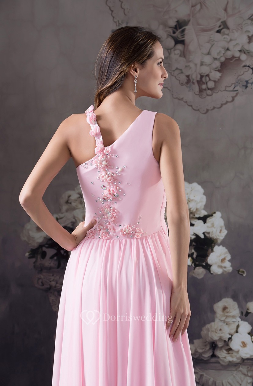 Pastel Ruched Floor Length Chiffon Sleeveless Stress And Dress