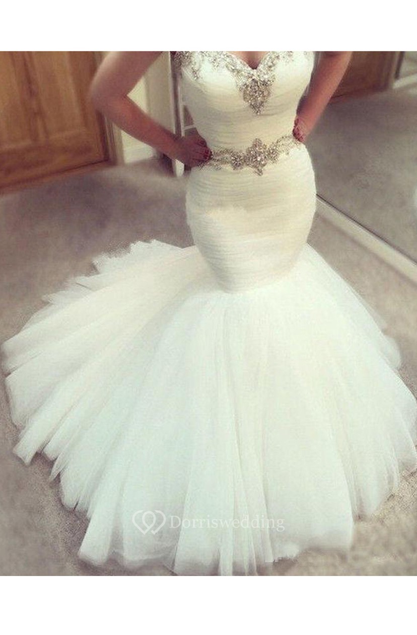 Y Sweetheart Sleeveless Country Beads Crystal Waist Tulle Beads Crystal Waist Tulle