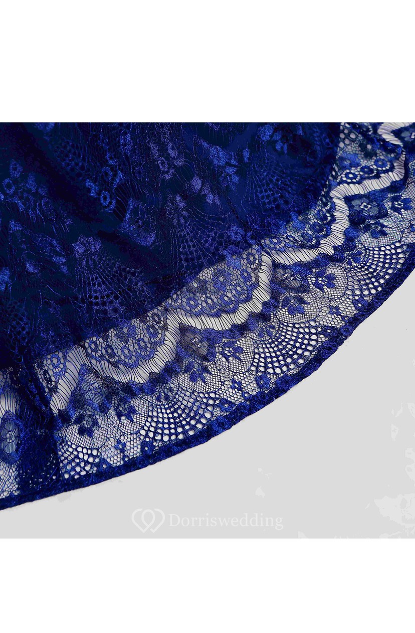 A Line V Neck Cap Short Sleeve Floor Length Lace Dress With Sweep
