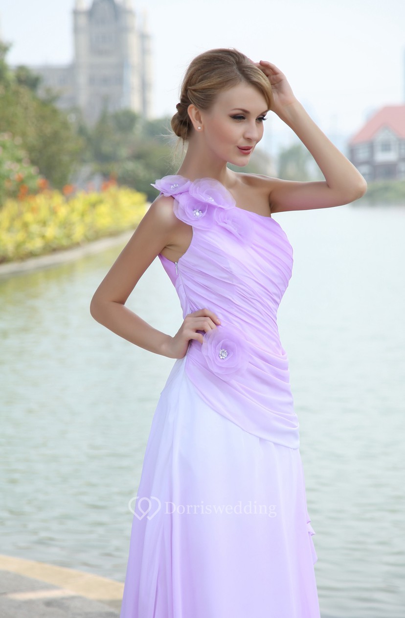 Blend Color Chiffon Floor Length Dress With Pleating Dorris Wedding