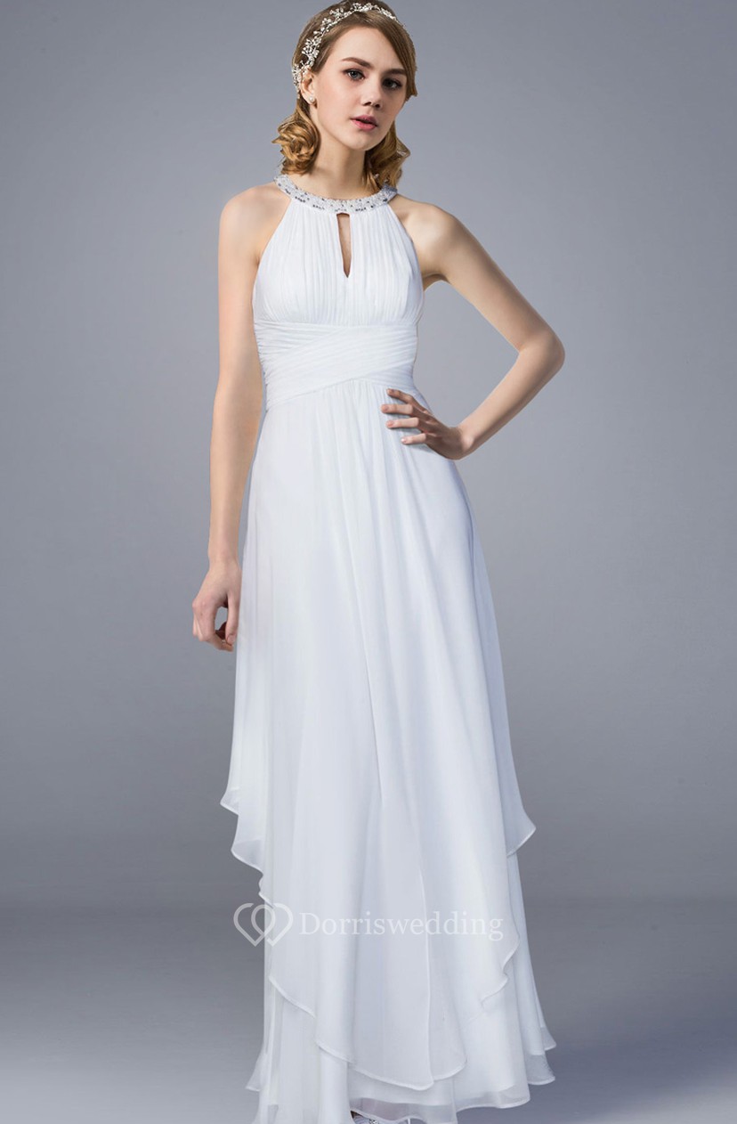 Halter Style Chiffon Long Wedding Dress Dorris Wedding