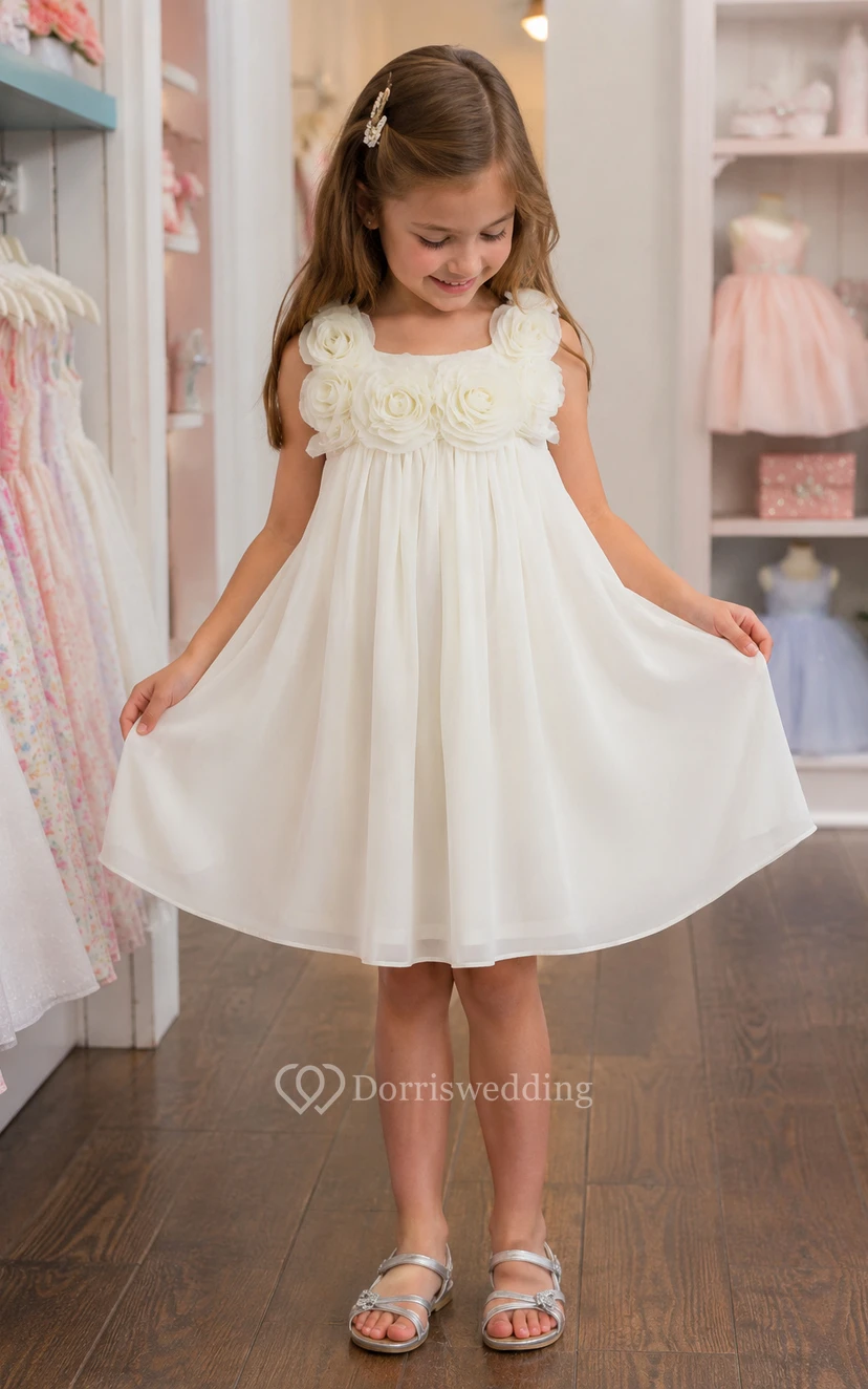 Robe de demoiselle d'honneur sans manches en mousseline arrivant aux genoux view 8