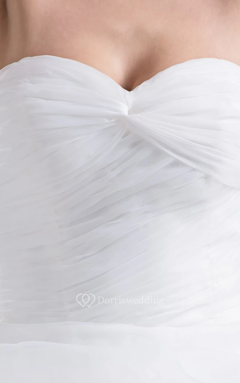 Sweetheart Pick-Up A-Line Gown With Tulle and Pleats view 4