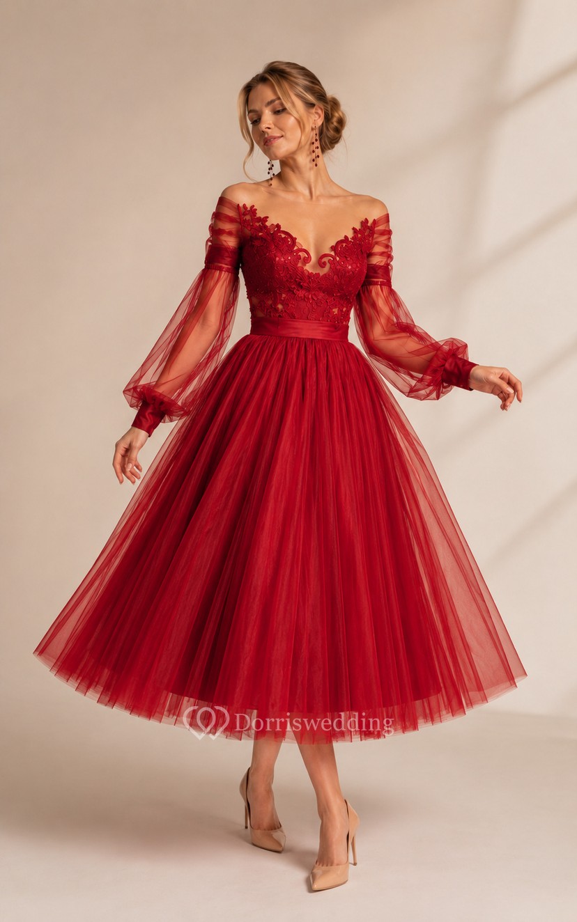 Black Plus Size Tulle Cocktail Dress | Tea Length Gothic Wedding