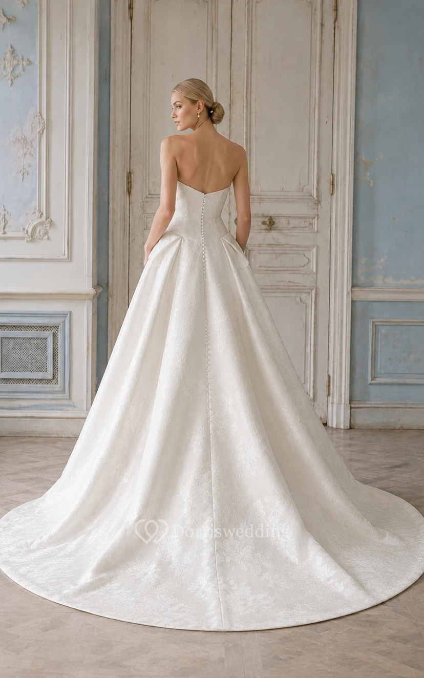 Strapless Satin Ball Gown Wedding Dress with Sweetheart Neckline view 2