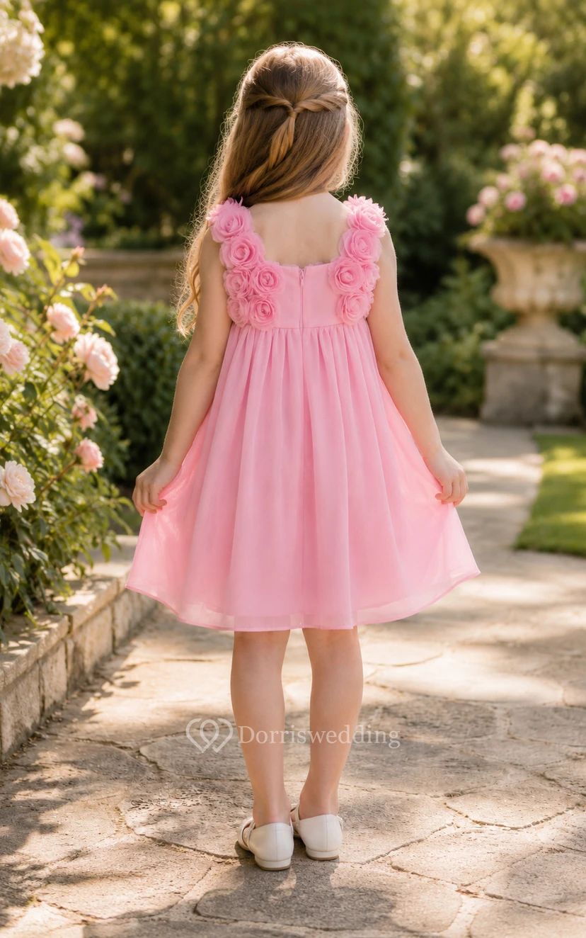 Robe de demoiselle d'honneur sans manches en mousseline arrivant aux genoux view 2