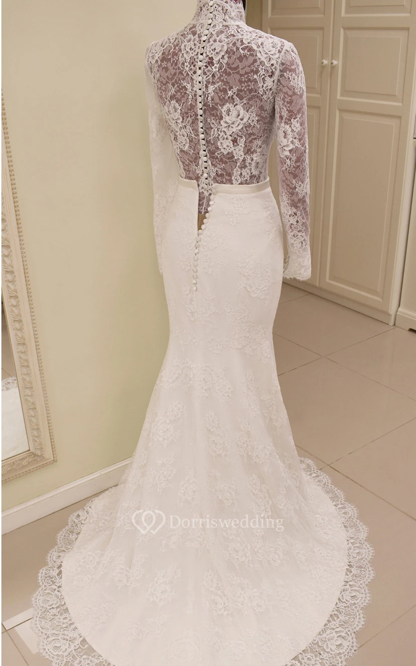 Lace Long Sleeve Sheath Wedding Dress