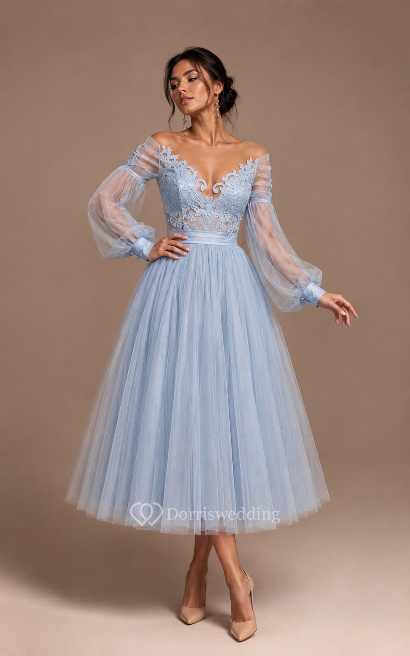 Black Plus Size Tulle Cocktail Dress | Tea Length Gothic Wedding