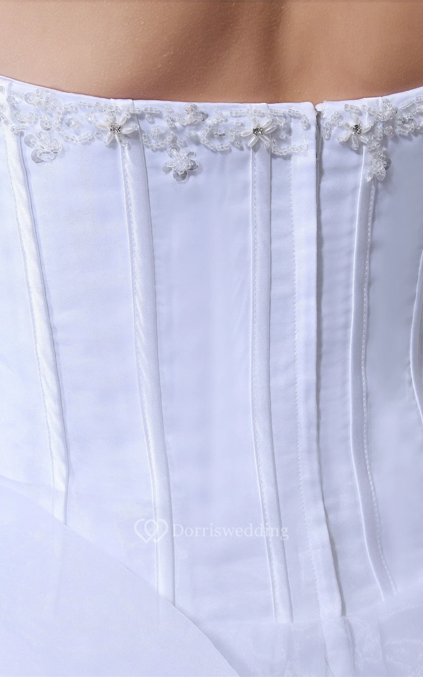 Sleeveless Tulle Ruffled Gemmed Bodice and Ball-Gown With Flower view 7