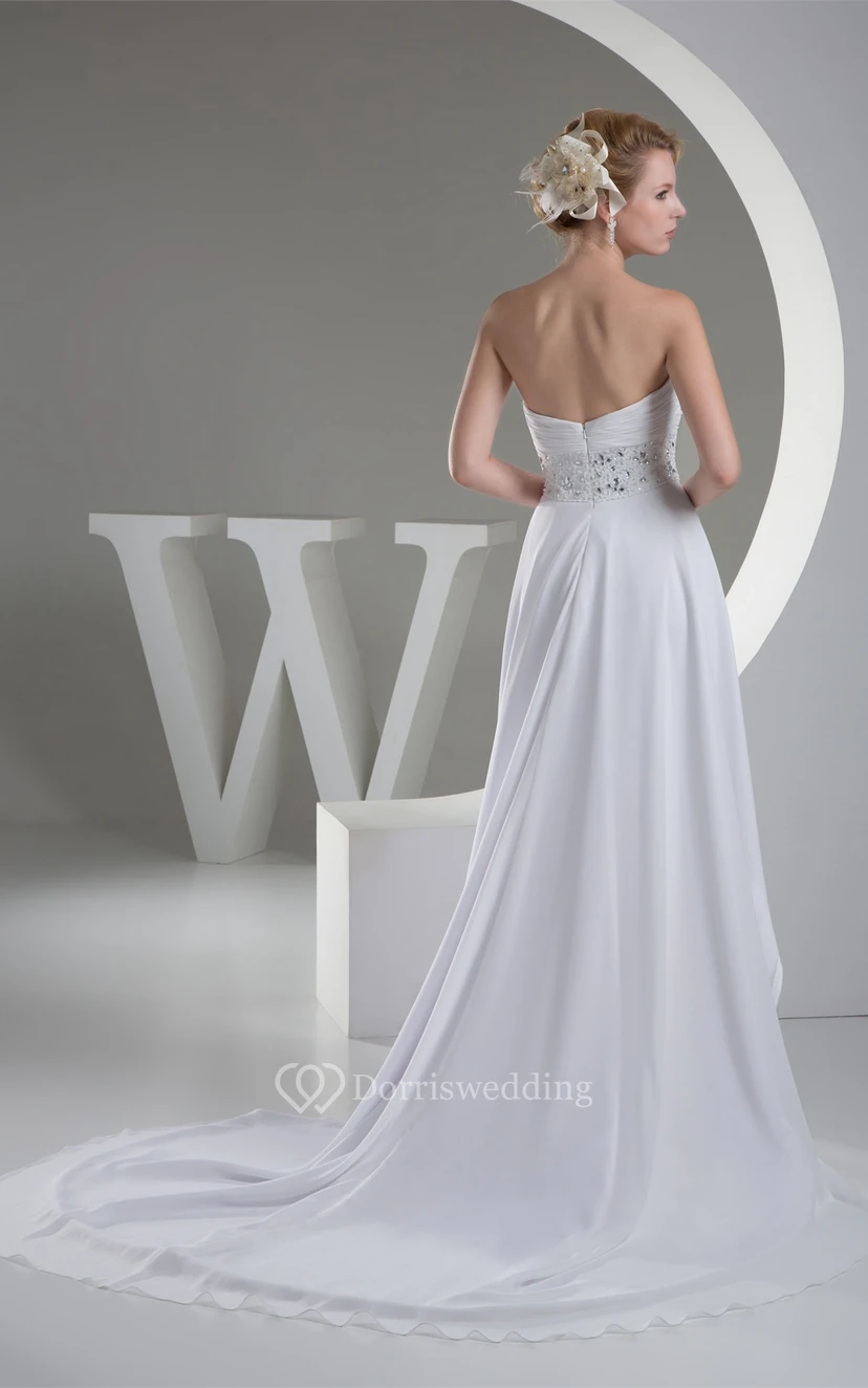 Sweetheart High Low A-Line Ruched Dress With Jeweled Sash view 7