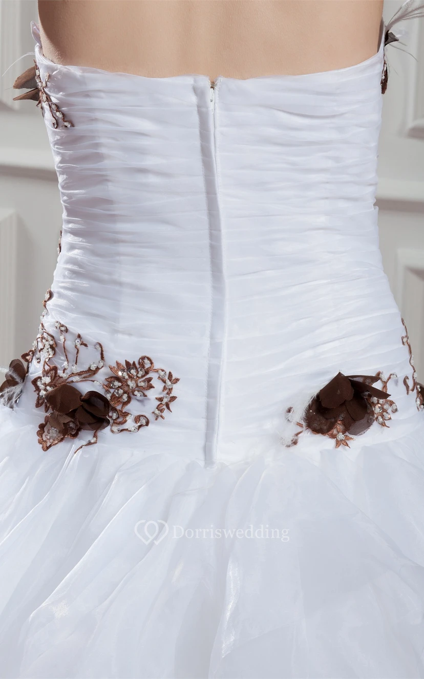 Sweetheart Tiered A-Line Criss-Cross Lace and Dress With Flower view 2